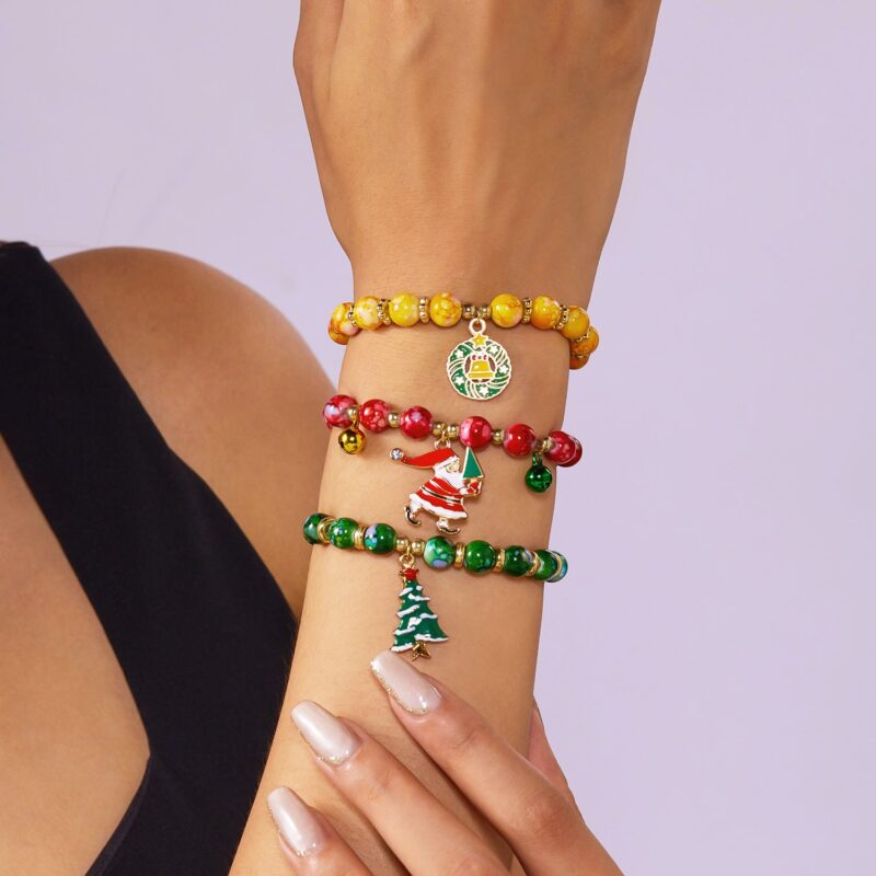 Holiday Santa Claus Tree Snowflake Bell Bracelets