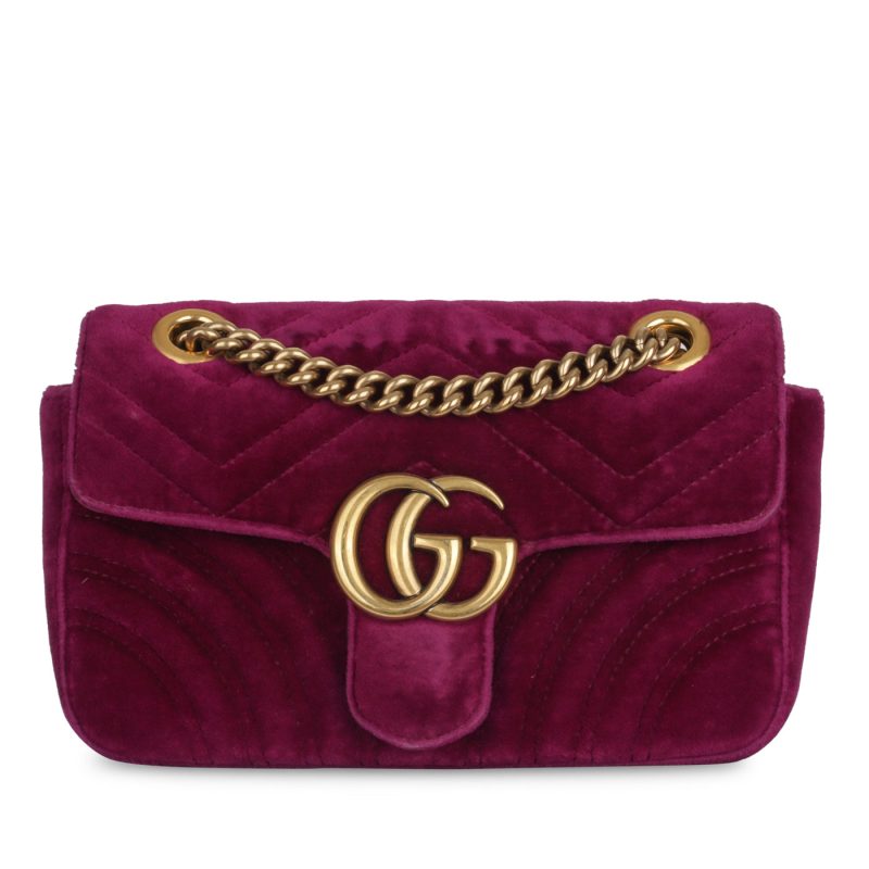 Gucci Mini Marmont Flap Bag - Velvet - Barde