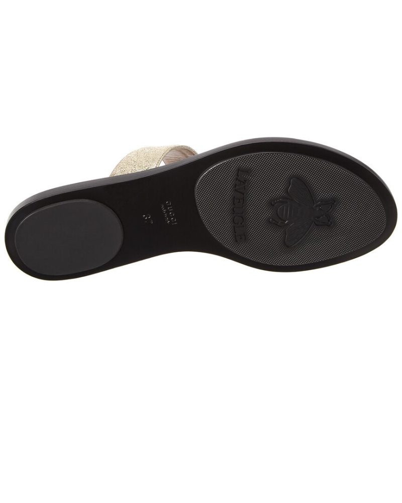 Gucci Double G Metallic Leather Sandal - Barde - Image 4