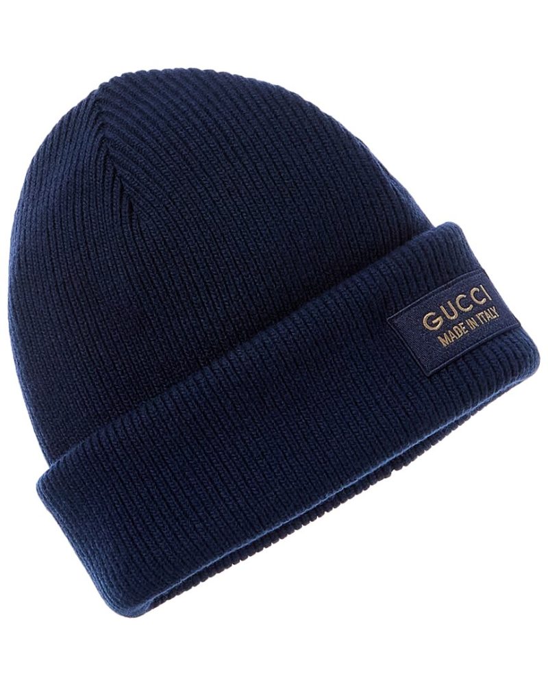 Gucci Logo Patch Ribbed Knit Wool Beanie - Barde