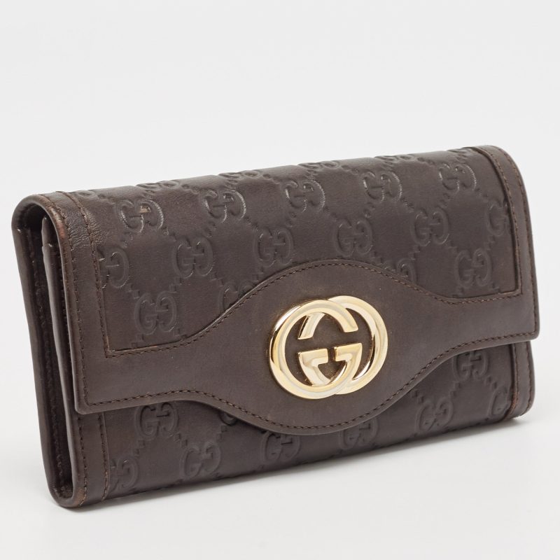 Gucci Dark Brown Guccissima Leather Interlocking G Continental Wallet - Barde - Image 2