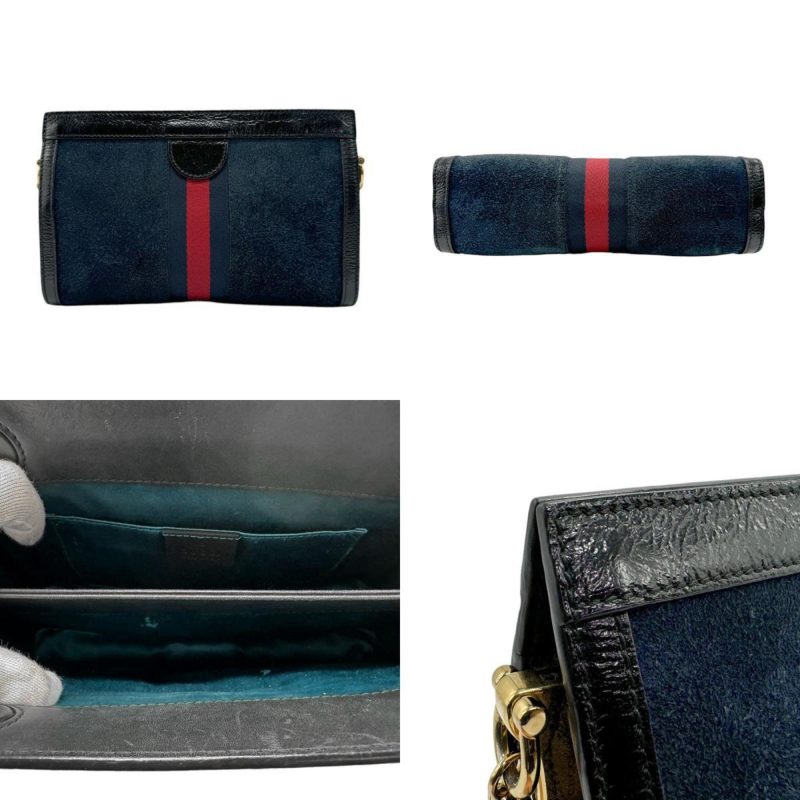 Gucci Navy  Color Suede Leather Shoulder Bag (Pre-Owned) - Barde - Image 3