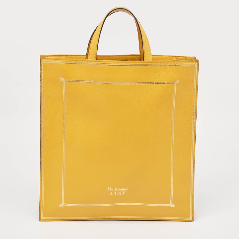 Gucci Mustard Leather Garden Bat Vertical Shopping Tote - Barde - Image 3