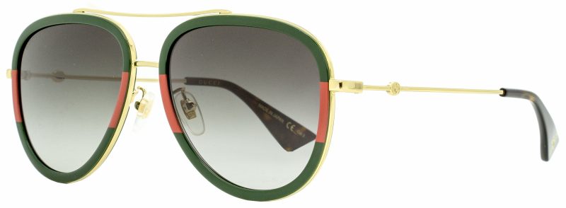 Gucci Women's  Sunglasses GG0062S 003 Gold/Green/Red 57mm - Barde