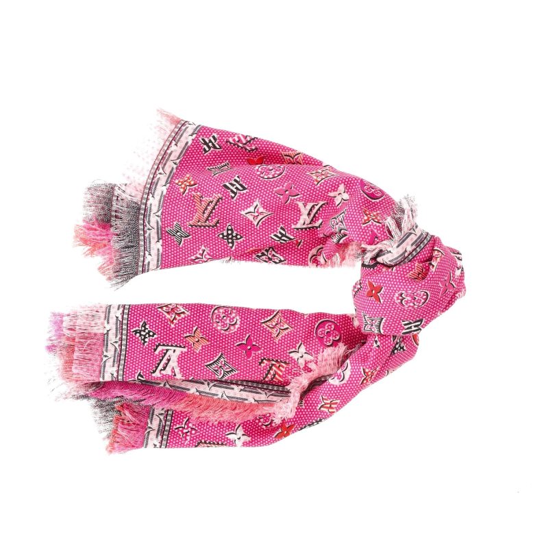 Louis Vuitton Pop Monogram Shawl Scarf in Pink Wool - Barde - Image 5