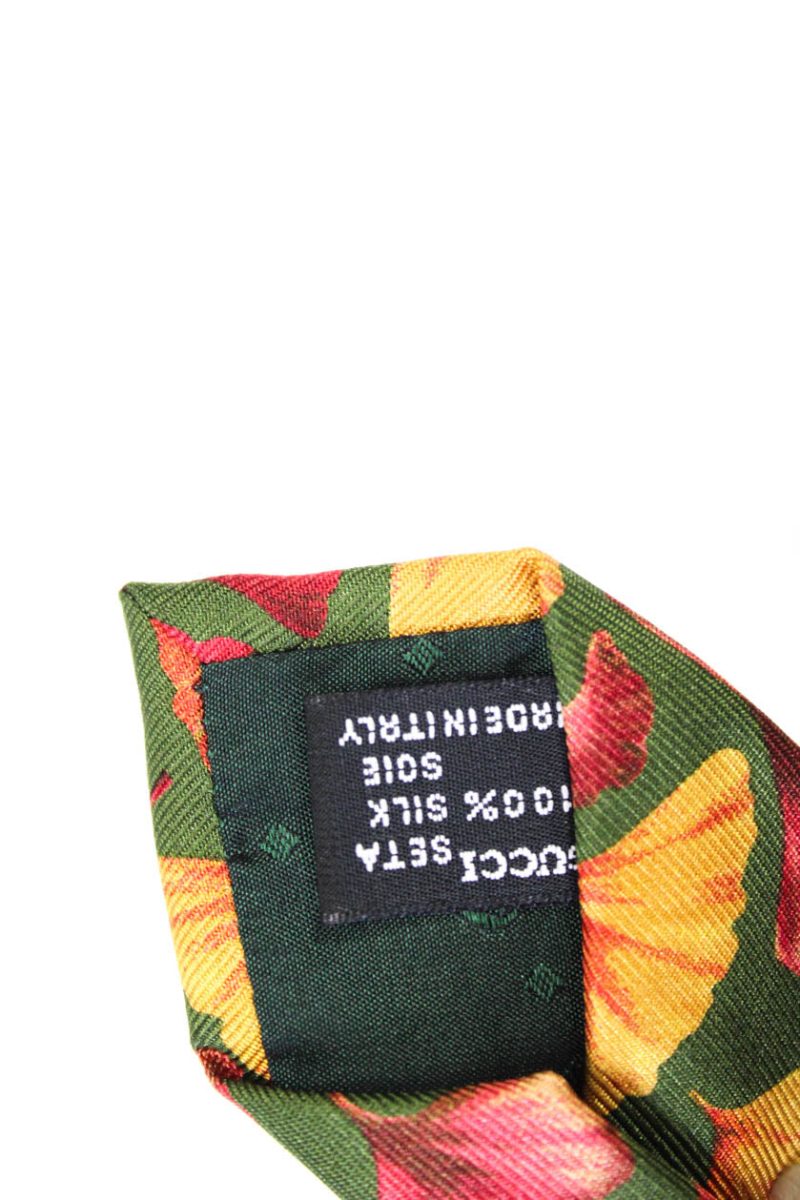 Gucci Mens Floral Print Classic Tie Silk Red Green One - Barde - Image 4