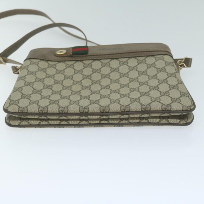 Gucci GG Canvas Web Sherry Line Shoulder Bag Beige Red - Barde - Image 5