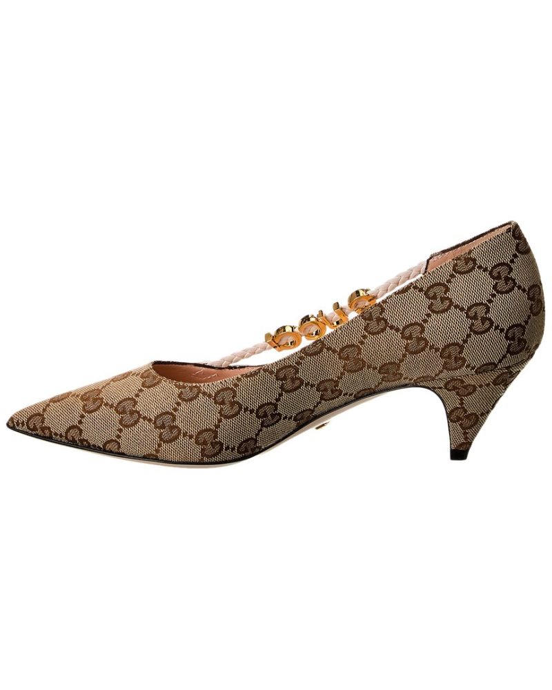 Gucci GG Canvas & Leather Pump - Barde - Image 2