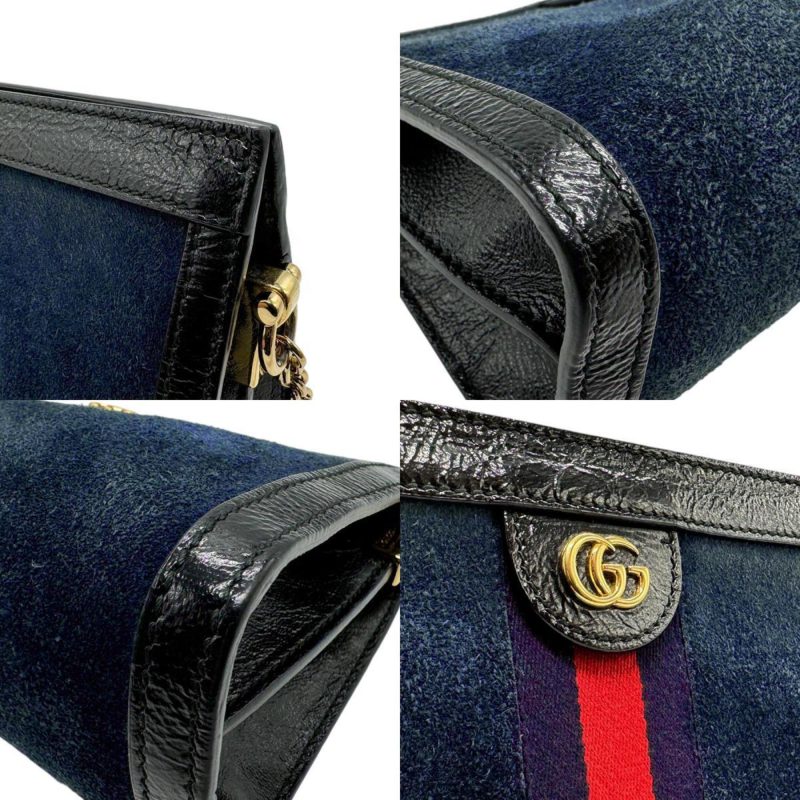 Gucci Navy  Color Suede Leather Shoulder Bag (Pre-Owned) - Barde - Image 4