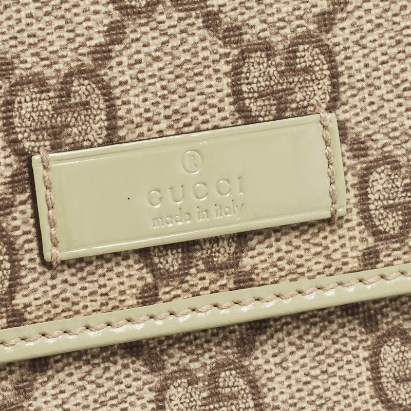 Gucci Beige/green Supreme Canvas And Patent Leather Trifold Compact Wallet - Barde - Image 6