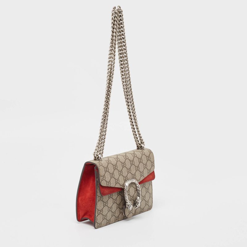 Gucci Red/beige Gg Supreme Canvas And Suede Mini Dionysus Shoulder Bag - Barde - Image 2