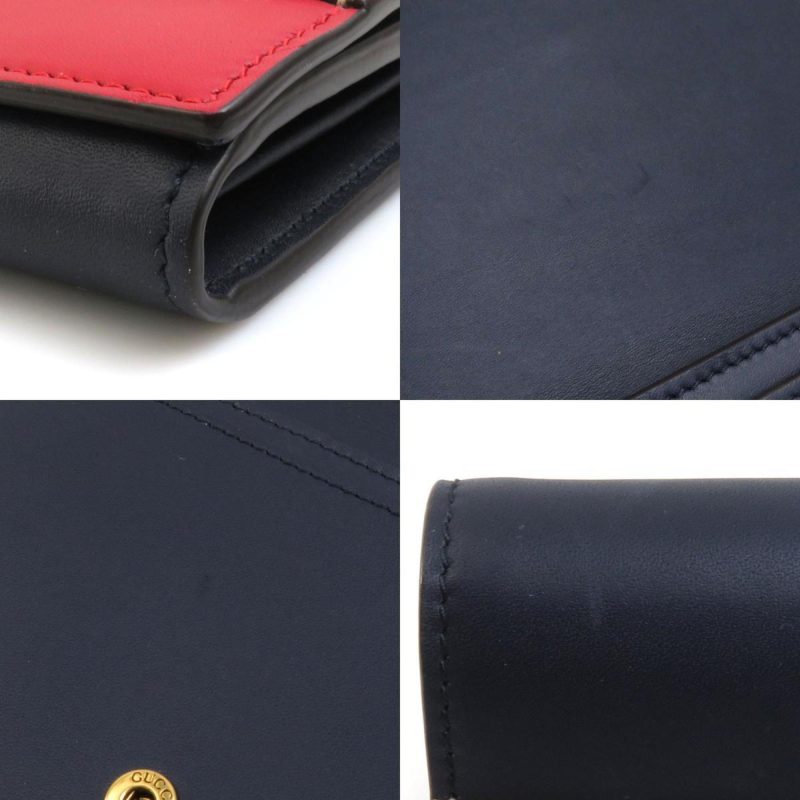 Gucci Navy Off-  Color Leather Long Wallet (Bi-Fold) (Pre-Owned) - Barde - Image 4