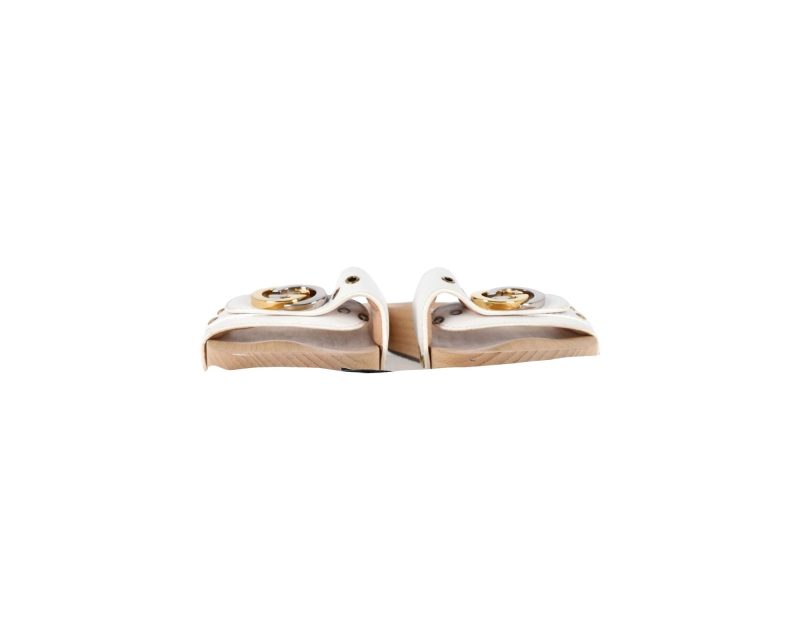 Gucci Shiner Interlocking G Slides In White Leather - Barde
