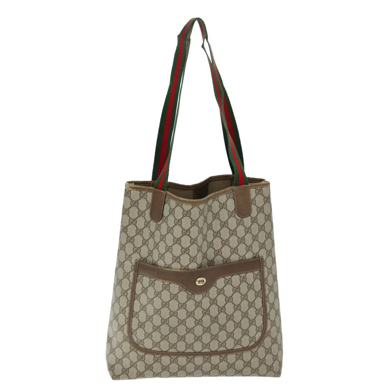 Gucci Gg Supreme Web Sherry Line Tote Bag Beige Red Green - Barde