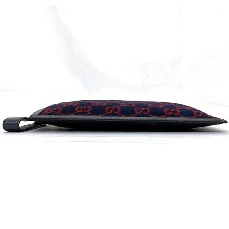 Gucci Navy  Color Wool Leather Clutch Bag Handbag (Pre-Owned) - Barde - Image 5