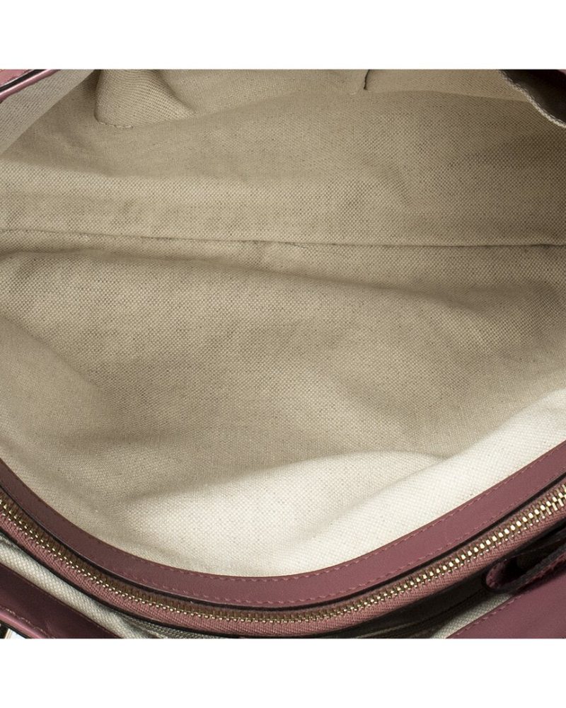 Gucci Beige & Brown & Pink Monogram Canvas Medium Sukey Top Handle Tote - Barde - Image 4