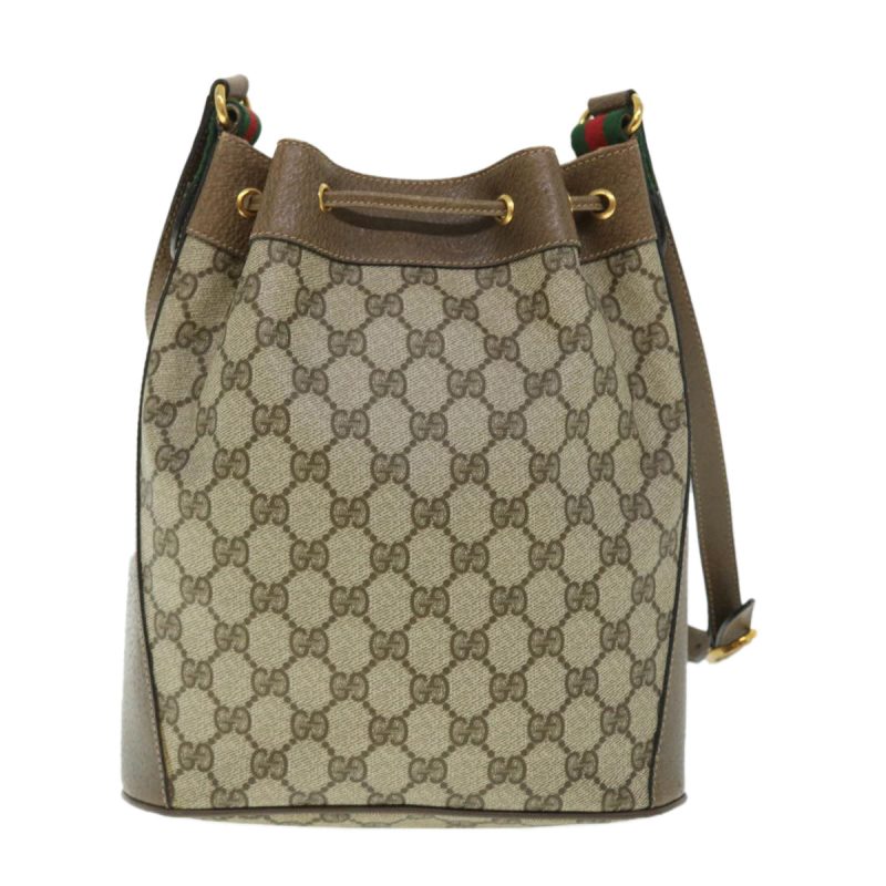 Gucci GG Canvas Web Sherry Line Shoulder Bag PVC Leather Beige Green - Barde - Image 3