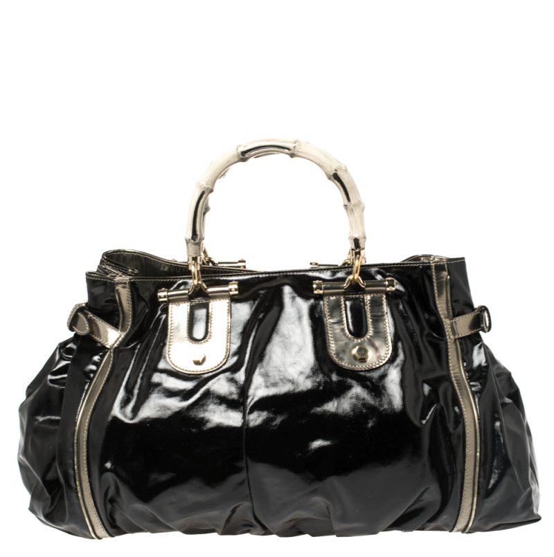 Gucci  Coated Canvas And Leather Dialux Pop Bamboo Satchel - Barde - Image 3