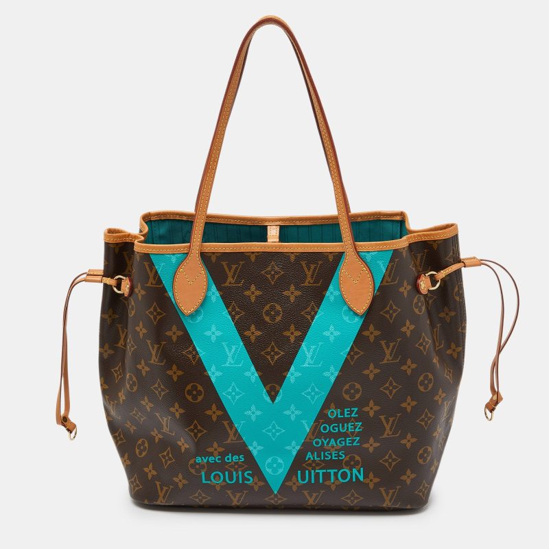 Louis Vuitton Turquoise Monogram V Canvas Neverfull Mm Bag - Barde