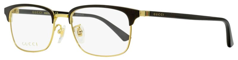 Gucci Men's Rectangular Eyeglasses GG0131O 001 Gold/Black 53mm - Barde