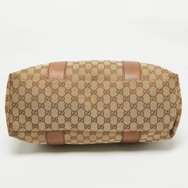 Gucci Beige/brown Gg Canvas And Leather Medium Bamboo Bar Tote - Barde - Image 6