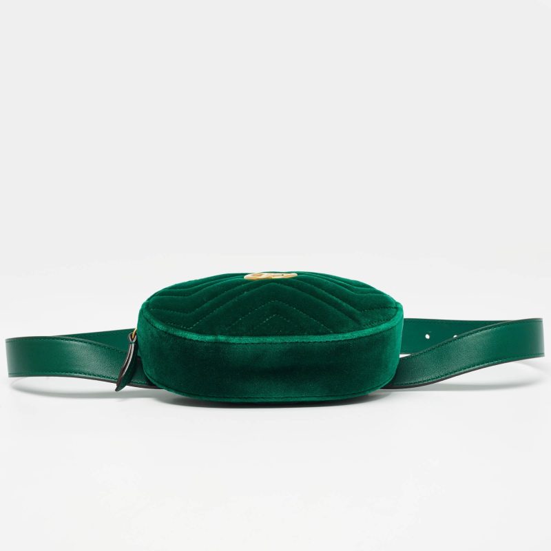 Gucci Green Matelassé Velvet Mini Gg Marmont Belt Bag - Barde - Image 4