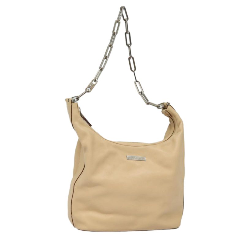 Gucci Chain Shoulder Bag Leather Beige - Barde