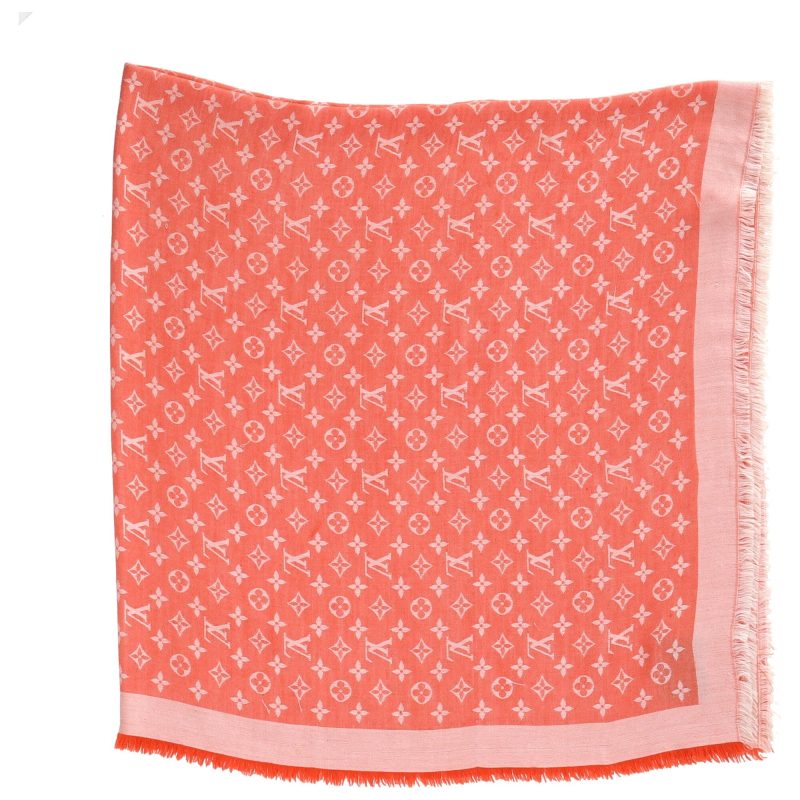 Louis Vuitton Monogram Shawl Scarf in Orange Silk - Barde - Image 6