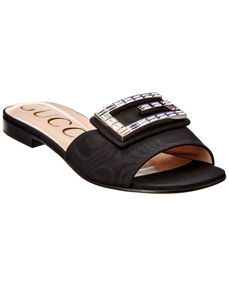 Gucci Crystal G Velvet Slide - Barde