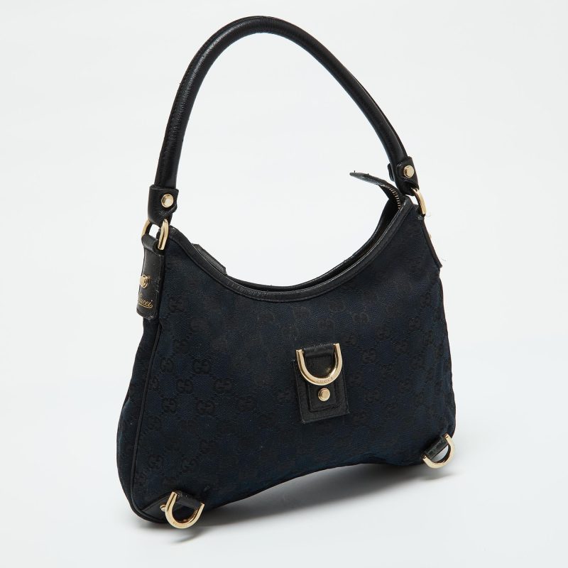 Gucci Black Gg Canvas And Leather Abbey D-Ring Hobo - Barde - Image 2