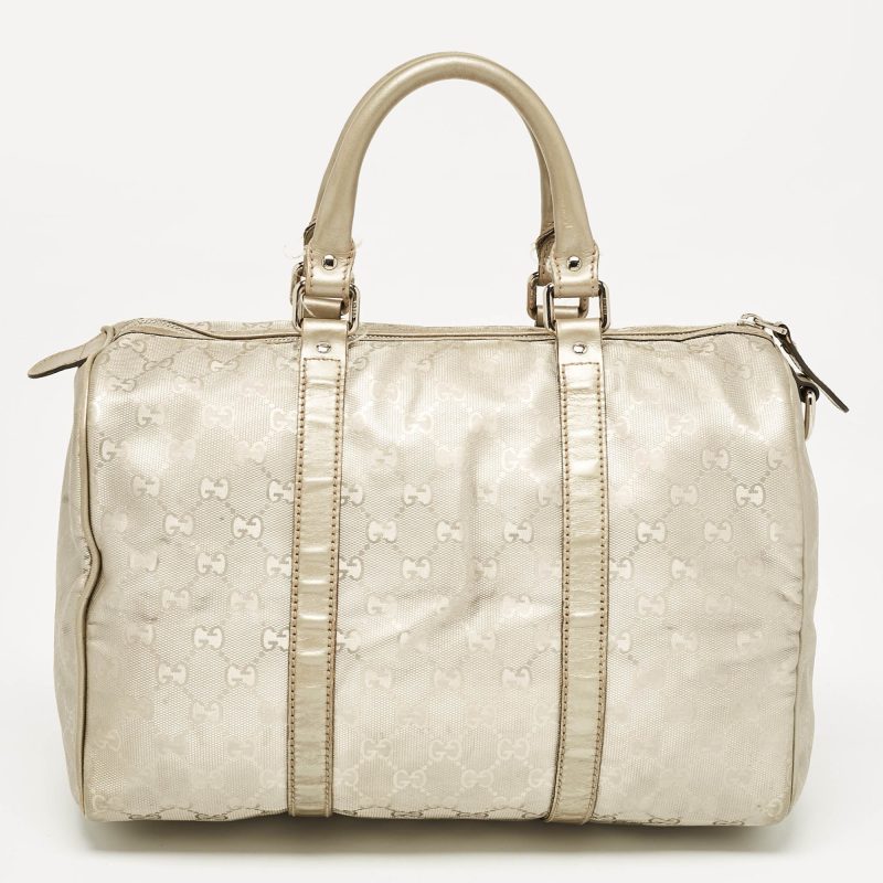 Gucci Metallic Grey Gg Imprime Canvas Medium Joy Boston Bag - Barde - Image 3