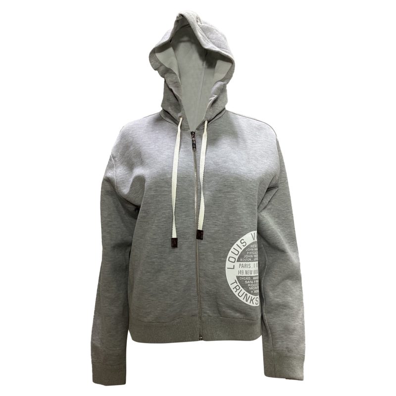 Louis Vuitton Stamp Zip-Up Hoodie in Grey Cotton - Barde