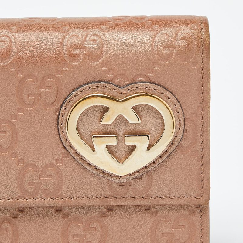 Gucci Metallic Peach Guccissima Leather Flap Continental Wallet - Barde - Image 4