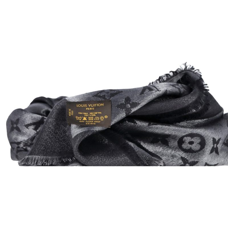 Louis Vuitton Monogram Scarf in Grey Silk-Wool Blend - Barde - Image 3