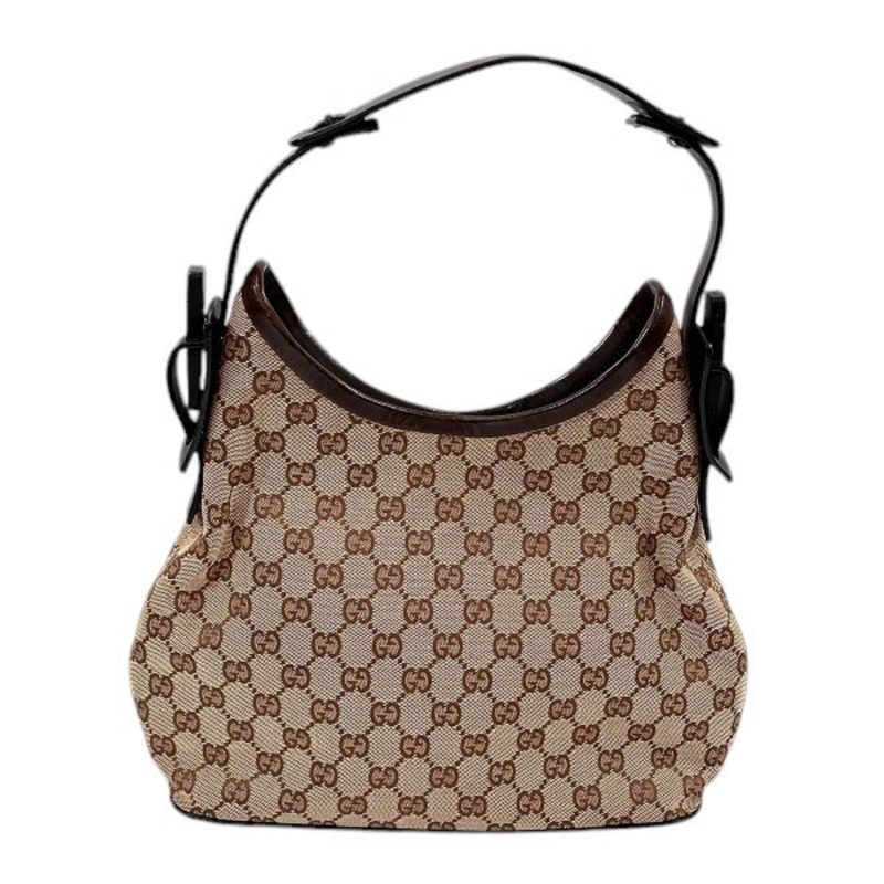 Gucci  Canvas Leather Wood Shoulder Bag (Pre-Owned) - Barde