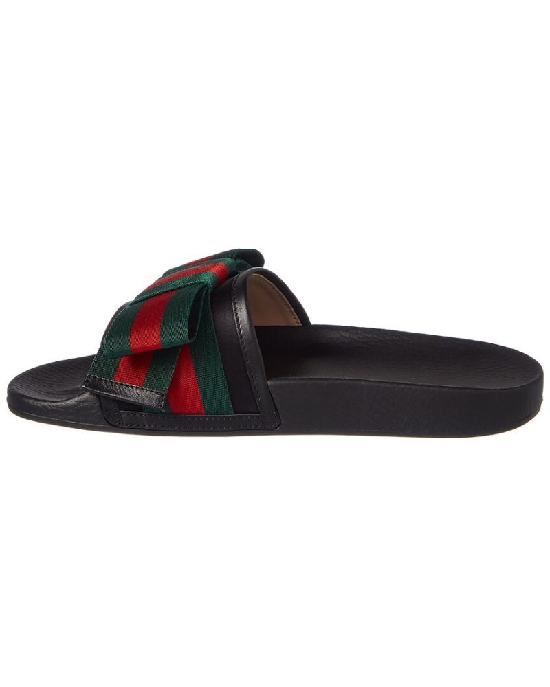Gucci Web Bow Satin & Rubber Slide - Barde - Image 2