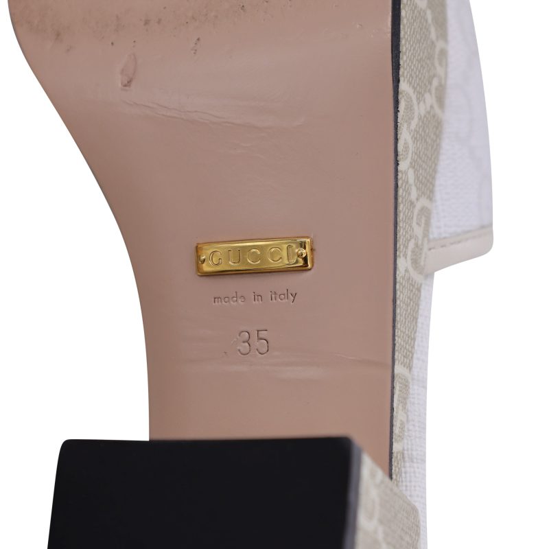 Gucci GG Supreme Monogram Malaga Kid Platform Slides in White Canvas - Barde - Image 6