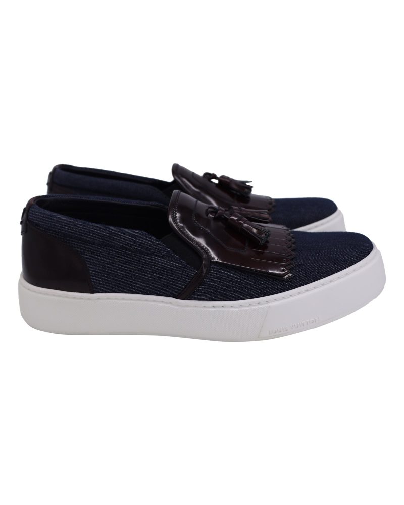 Louis Vuitton Slip-On Tassel Sneakers in Navy Blue Denim - Barde