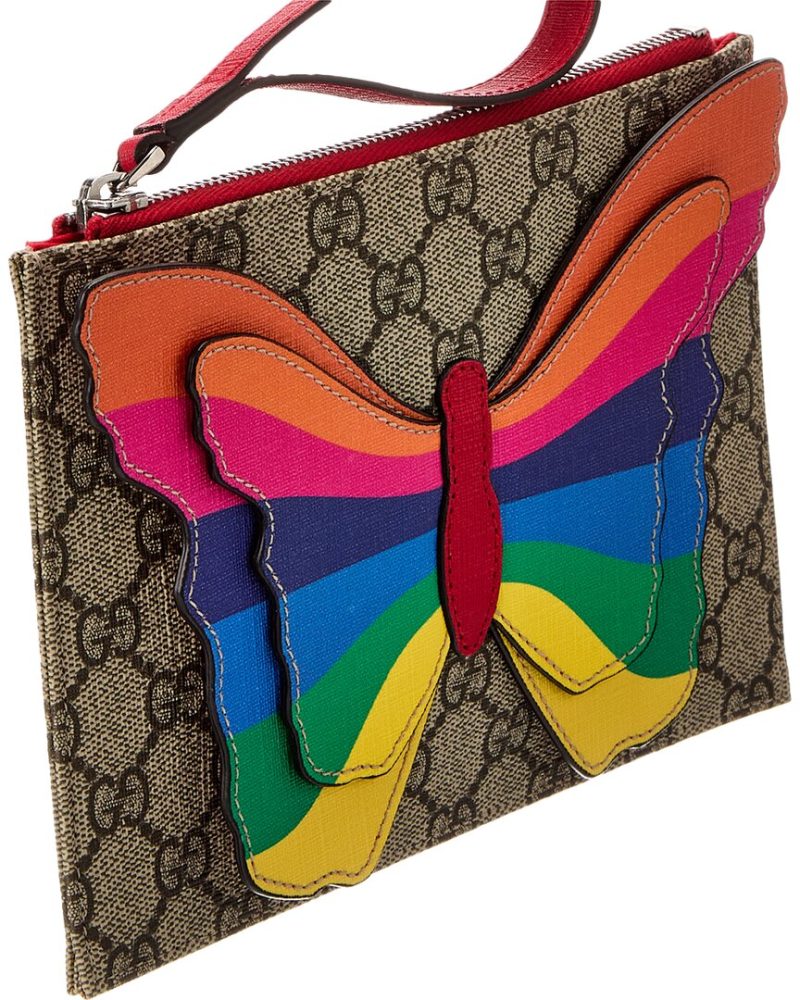 Gucci Butterfly GG Supreme Canvas & Leather Wristlet - Barde - Image 4