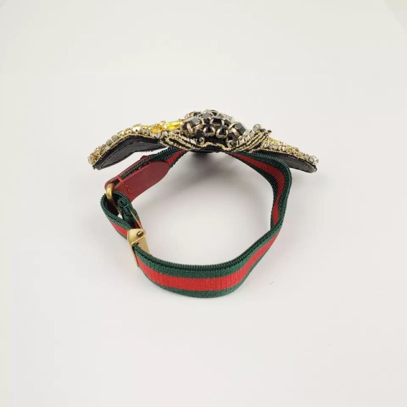 Gucci  Crystal Bee Bracelet w/Tiger Head and GRG Elastic Band - Barde - Image 4