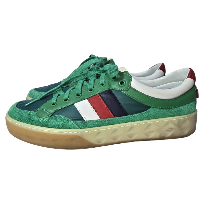 Gucci G74 Web Low-Top Sneakers in Green Leather and Suede - Barde - Image 5