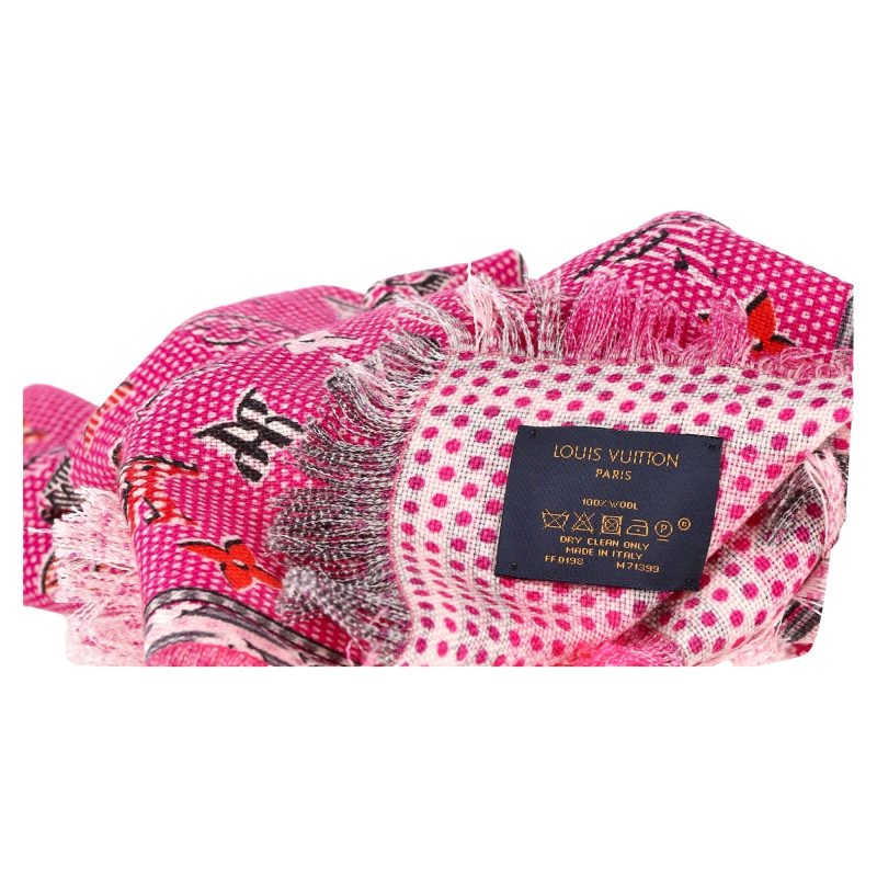 Louis Vuitton Pop Monogram Shawl Scarf in Pink Wool - Barde - Image 3