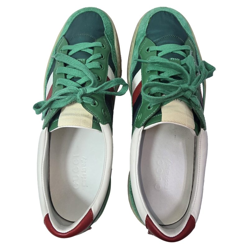 Gucci G74 Web Low-Top Sneakers in Green Leather and Suede - Barde - Image 6