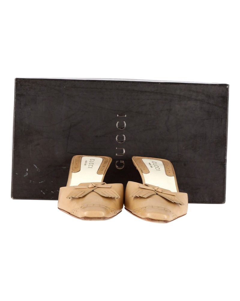 Gucci Vintage Mules in Beige Leather - Barde - Image 4