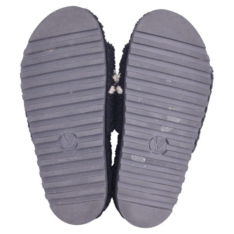 Louis Vuitton Shearling Bom Dia Flate Mule in Black Wool - Barde - Image 5
