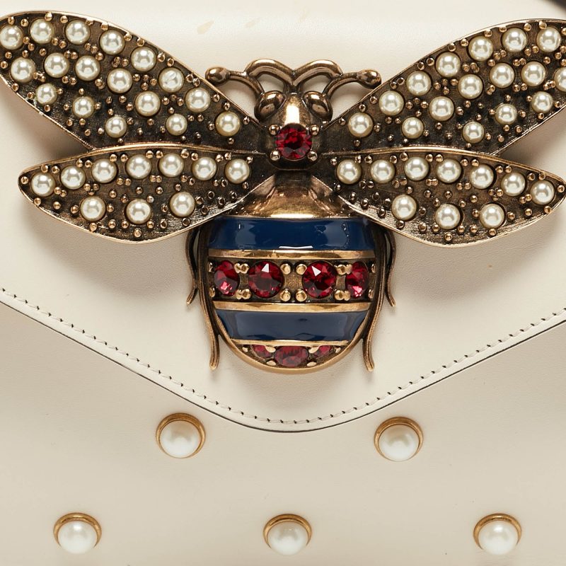 Gucci Off White Leather Mini Pearl Queen Margaret Broadway Shoulder Bag - Barde - Image 5