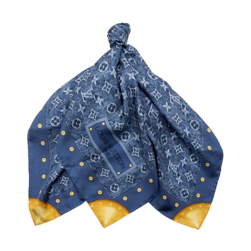 Louis Vuitton Silk Monogram Denim Bandana 90cm Scarf - Barde - Image 2