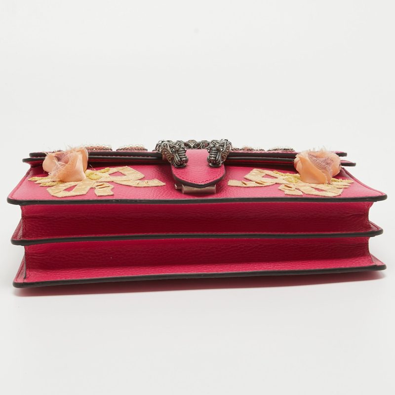 Gucci Magenta Leather Small Guccify Pearl Embellished Dionysus Shoulder Bag - Barde - Image 4