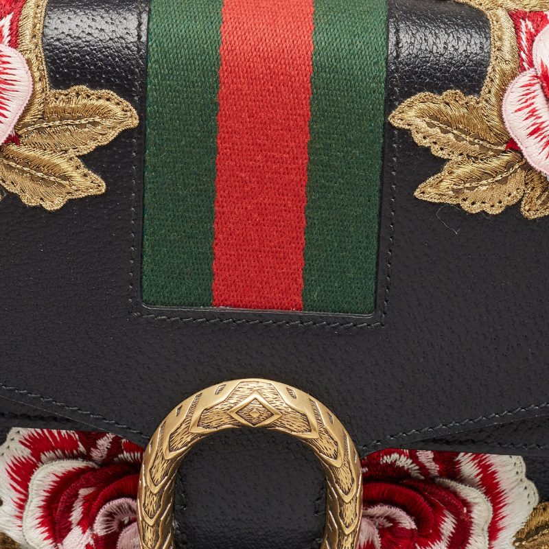 Gucci  Leather Medium Embroidered Web Dionysus Shoulder Bag - Barde - Image 3