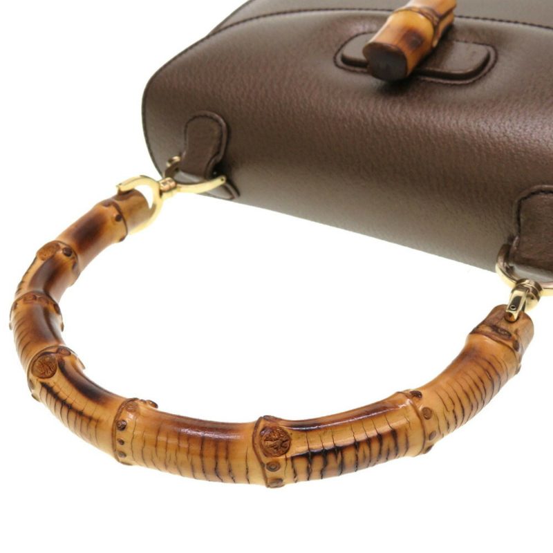 Gucci  Bamboo Leather Handbag Shoulder Bag (Pre-Owned) - Barde - Image 5